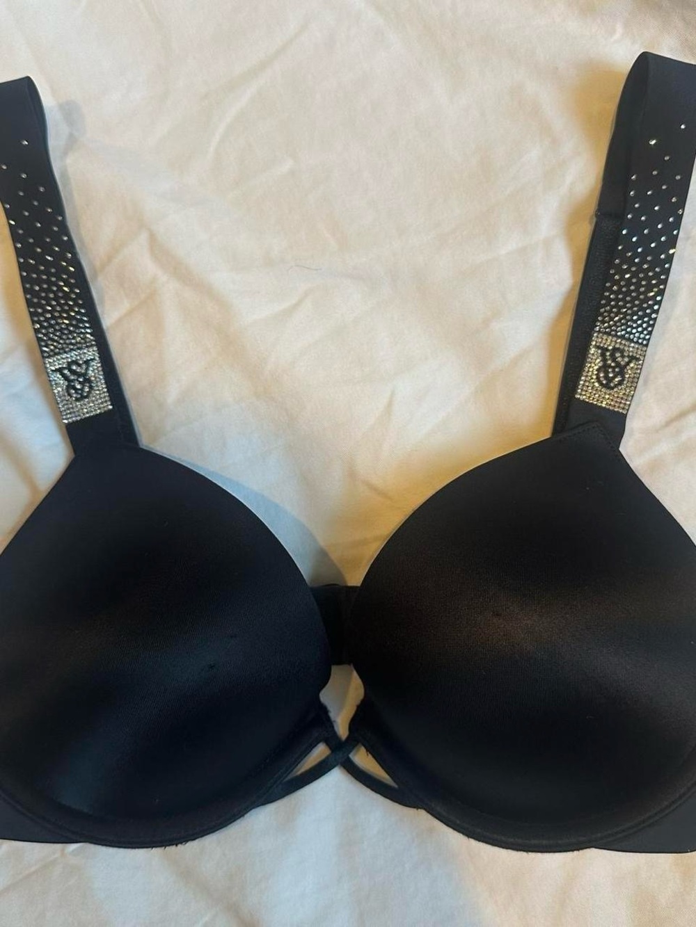 Victoria's Secret Black Rhinestone Strap Push-Up Bra